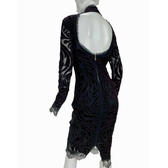 Iconic Emilio Pucci F/W 2011 Bordeaux Velvet-Embroidered Dress IT 44, US 8 - Picture 4 of 11
